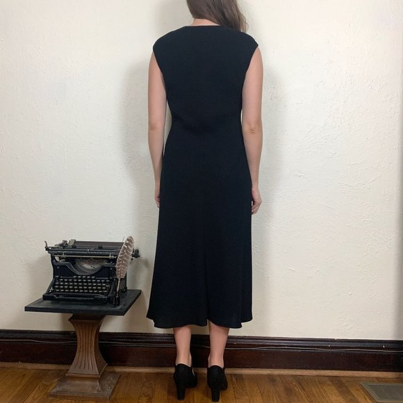 Jones Wear Dress vintage 90s black formal cocktail dress beaded neckline size 10 - Picture 3 of 7